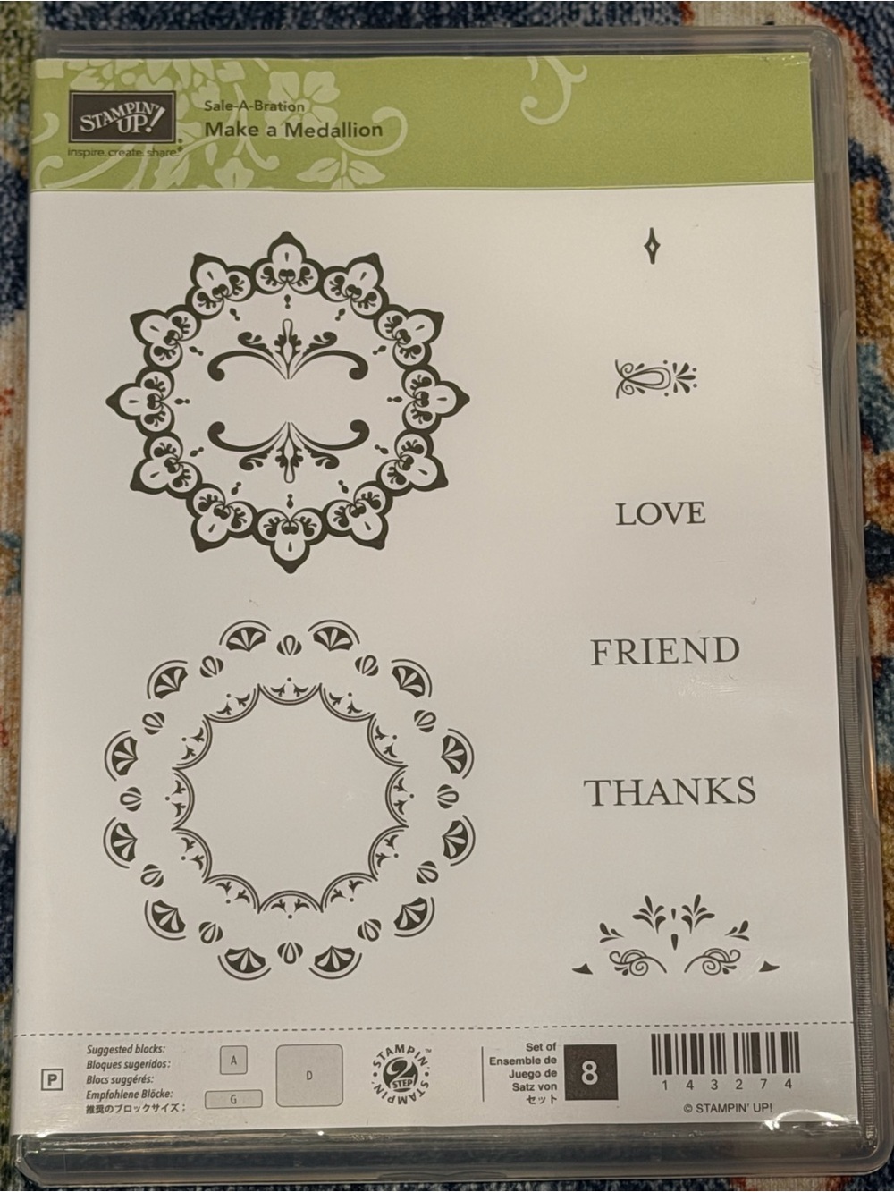 Stampin' Up! Make a Medallion Clear Stamp Set - Olive and White